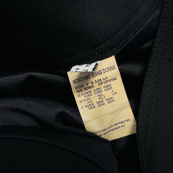 Moschino Jeans Black Donna Skirt Wool Blend Pleated‎ Ruffle Zip Lined Size US 14 - Picture 6 of 8